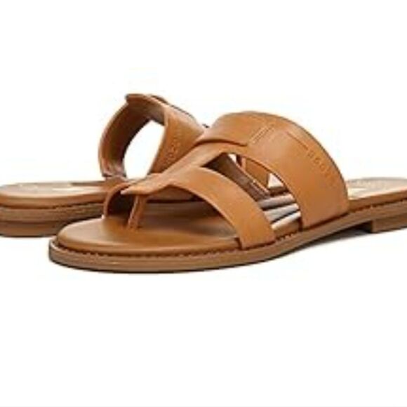 Franco Sarto Greta Flat Sandals- Brown Leather - Picture 1 of 10